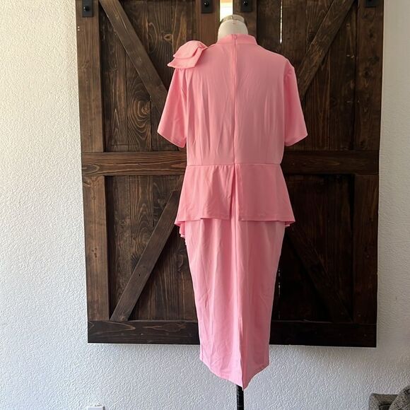 Elegant Strechy Peplum Bodycon Short Sleeve Work Dresses Bow Club Ruffle… - Picture 5 of 11